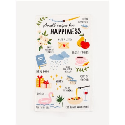 Набор кухонных полотенец «Доляна» Happiness, 35×60 см - 4 шт., 100% хлопок