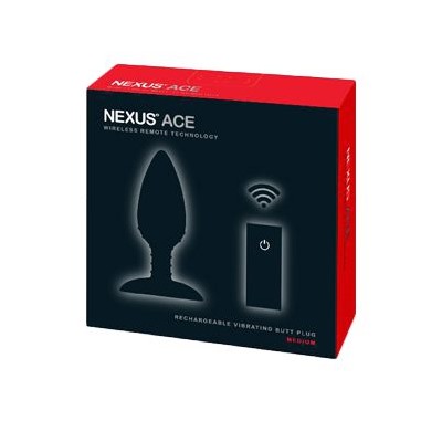 Чёрная вибровтулка NEXUS ACE MEDIUM с дистанционным управлением - 12 см.
