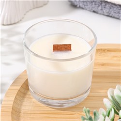 Ароматическая свеча в стакане «Французская ваниль», из соевого воска с деревянным фитилём, 65 г