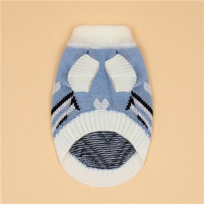 Свитер для животных «Волна», размер M, ДС 26, ОШ 26, ОГ 28-46 см, голубой