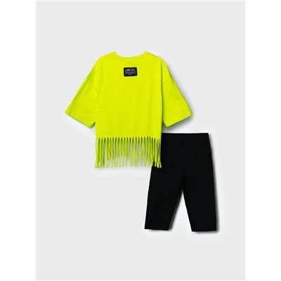 Комплект трикотажный для девочек: джемпер (футболка), брюки (легинсы укороченные)