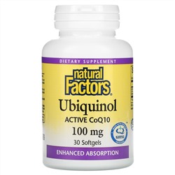 Natural Factors, Ubiquinol, Active CoQ10, 100 mg, 30 Softgels