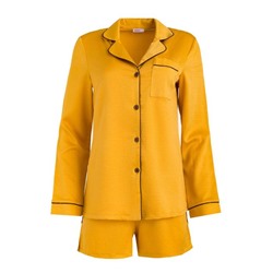 Пижама женская (рубашка, шорты) MINAKU: Light touch, золотая, размер 48