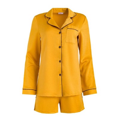 Пижама женская (рубашка, шорты) MINAKU: Light touch, золотая, размер 48