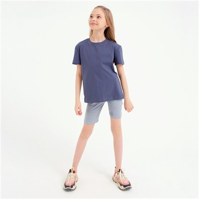 Футболка для девочки MINAKU: Basic line, тёмно-синяя, рост 140 см