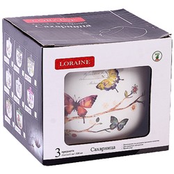 60127 Сахарница с крышкой 520мл с ложкой 3пр Бабочки в саду доломит LR (х36)