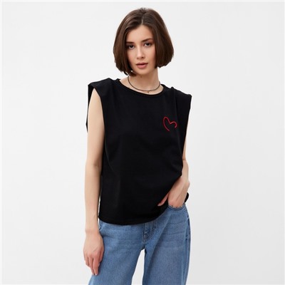 Майка женская MINAKU HEART, размер 42, чёрная