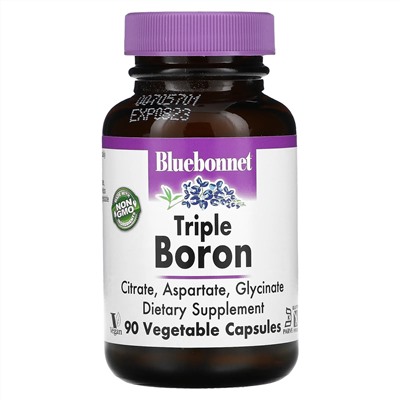 Bluebonnet Nutrition, Тройной бор, 90 вегетарианских капсул