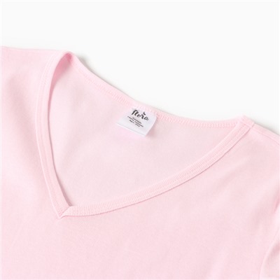 Футболка женская V-образный вырез, цвет светло-розовый, размер 48