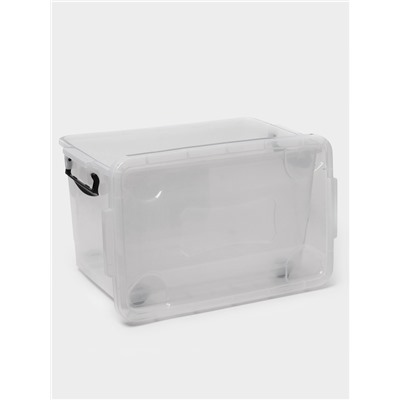 Контейнер для хранения с крышкой, 35 л, 50×31×28 см, на колёсах, прозрачный, ручки МИКС