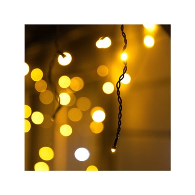 Гирлянда «Бахрома» 25×0.7 м, IP44, УМС, тёмная нить, 450 LED, свечение тёплое белое, мерцание, 220 В