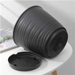 Горшок для цветов с поддоном Saffron, 5.4 л, d=22.4 см, h=20.5 см, пластиковый, серый