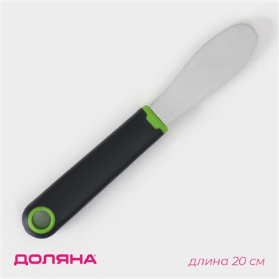 Нож для масла Доляна Lime, 20×3 см, нержавеющая сталь, чёрно-зелёный