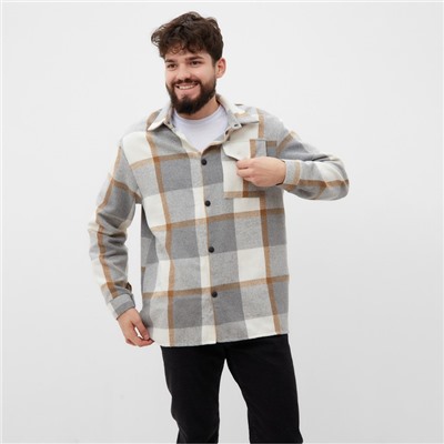 Рубашка мужская в клетку MIST, размер 48, серый