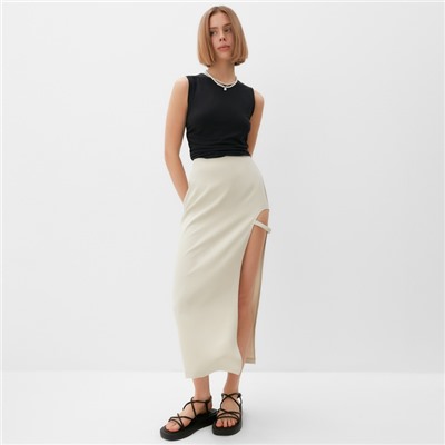 Юбка миди женская MINAKU: Classic, бежевая, размер 48