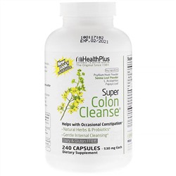 Health Plus, Super Colon Cleanse, суперочиститель толстой кишки, 530 мг, 240 капсул