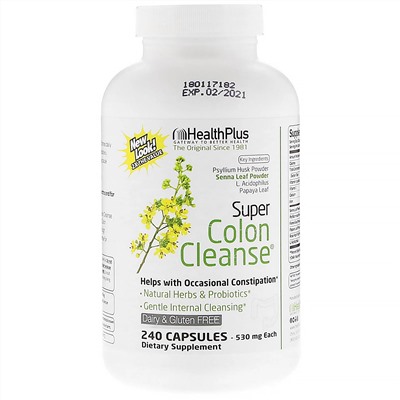 Health Plus, Super Colon Cleanse, суперочиститель толстой кишки, 530 мг, 240 капсул