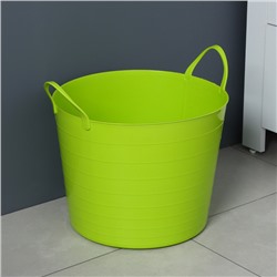 Корзина для белья мягкая, 27 л, d=37.5 см, h=30 см, ярко-зелёная