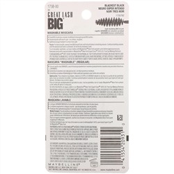Maybelline, Тушь для ресниц Great Lash Big, оттенок 130 угольно-черный, 10 мл