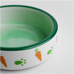 Миска керамическая с морковками 100 мл 8.8×8.8×3 см, зелёно-белая