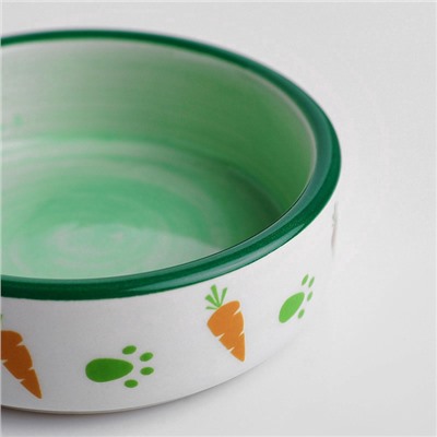 Миска керамическая с морковками 100 мл 8.8×8.8×3 см, зелёно-белая