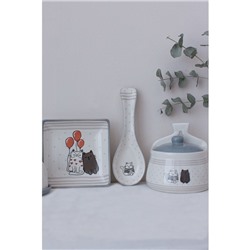 Блюдо сервировочное Доляна «Уютные коты», 15×15×3 см, белое