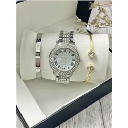 Подарочный набор для женщин часы, 2 браслета + коробка #22864431