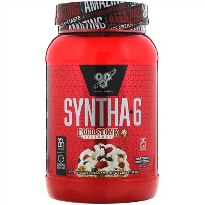 BSN, Syntha-6, ягодный вафельный рожок, 2,59 ф. (1,17 кг)