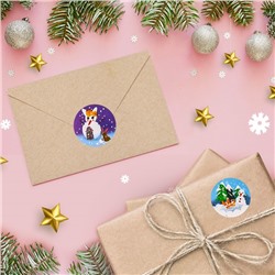 Наклейки в рулоне «Зимушка», 500 шт., 2.5×2.5 см