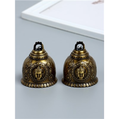 Набор колокольчиков «Будда», 2 шт., металл, 6×5×5 см