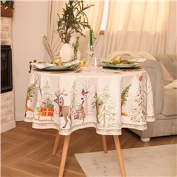 УЦЕНКА Скатерть Этель "Новогоднее чудо" d=150см +/-3см с ВГМО, 100%хл, саржа 190гр/м2
