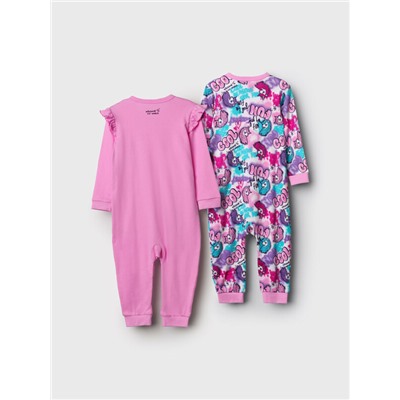 Комбинезон детский трикотажный для девочек, 2 шт в комплекте