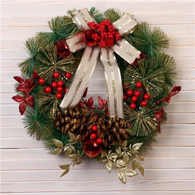Венок новогодний d=37 см «Зимнее волшебство. Уютная сказка», с бантом