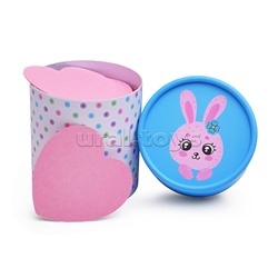 Блок бумажный для записей "100% Cute. Rabbit" 70x70 мм, 700 листов, офсет 75 г/м², пастельный розовый в форме сердца, непроклеенный, в круглой подарочной коробке и термоусадочной пленке