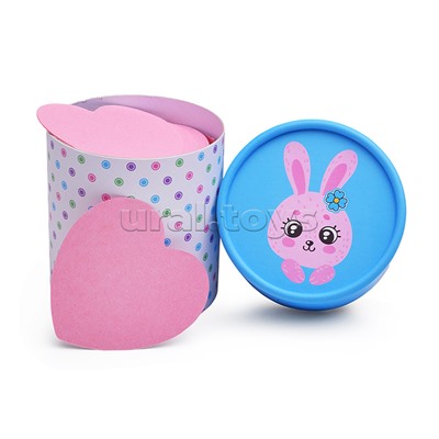 Блок бумажный для записей "100% Cute. Rabbit" 70x70 мм, 700 листов, офсет 75 г/м², пастельный розовый в форме сердца, непроклеенный, в круглой подарочной коробке и термоусадочной пленке