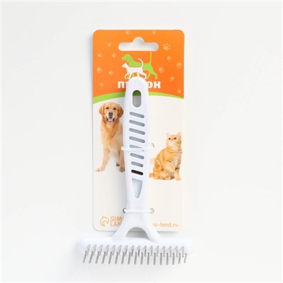 Расчёска-грабли 2-рядная, 13.5×8.8 см, белая