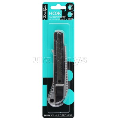 Нож канцелярский 18 мм, металлический корпус, блистер