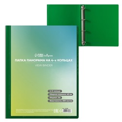 Папка на 4 кольцах А4, Calligrata «Панорама», 40 мм, 700 мкм, лицевой карман, зелёная, МИКС