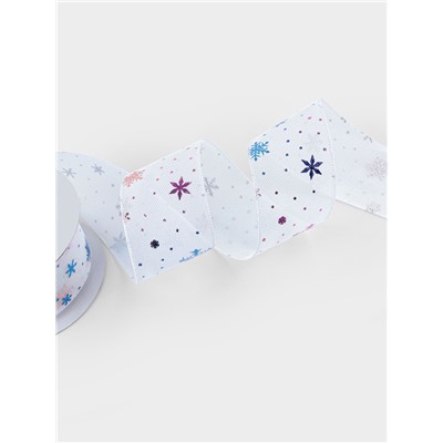 Лента капроновая «Снежинки», 40 мм, 9±0.5 м, белая
