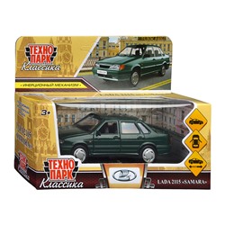 Машина металл ВАЗ-2115 "Самара" 12 см, (двери,темно-зеленый) в коробке
