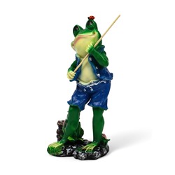 Садовая фигура из полистоуна «Лягушонок рыбак», 40×12×18 см