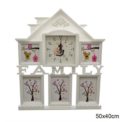 Фоторамка коллаж с часами Семья 50х40 см / K9095 /уп 18/ 5 фото