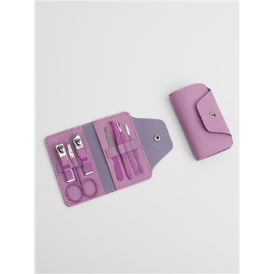 Набор маникюрный, 7 предметов, в футляре, сиреневый