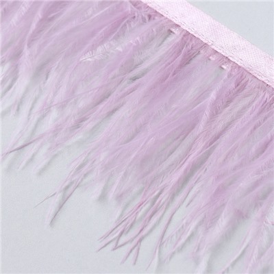 Перья страуса декоративные, на ленте, 8-10 см, 5±0.5 м, светло-сиреневые