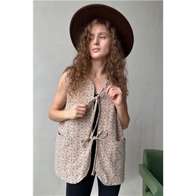 Жилет стеганый  HOME109/02/Бежевый, коричневый