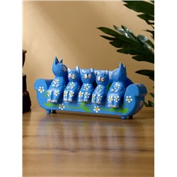 Сувенир «Кошачье семейство», 20×5×10 см, дерево, синий