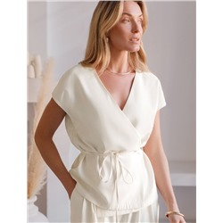 Жилет на запАх с поясом из плотного лиоцелла