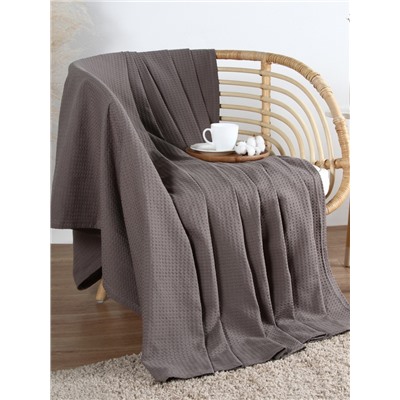 Плед вафельный «Этель» Waffle, 180×240 см, серый, вафля 195 г/м²