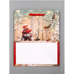 Пакет подарочный новогодний ламинированный, «Встреча друзей», 18×10×22.3 см