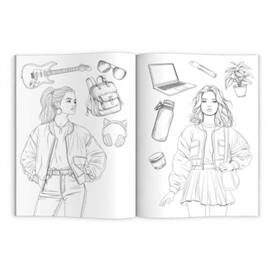 Книжка-раскраска 200х260 мм 8л "Современные девчонки" "СТИЛЬНЫЙ ОБРАЗ" 69337 Феникс